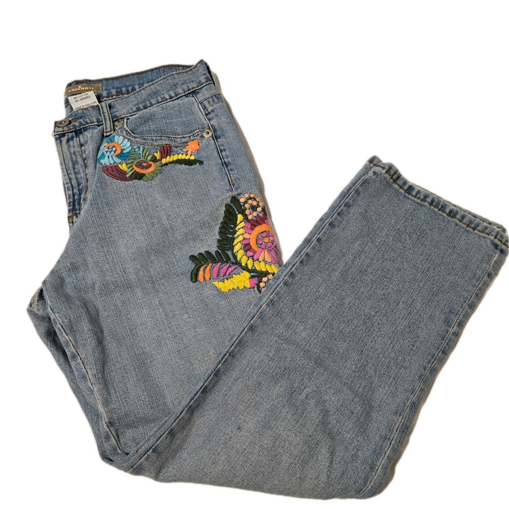 VTG Y2K Z Cavaricci Woman's Sz 8 Light Wash Elaborate Embroidered Jeans - Picture 11 of 11